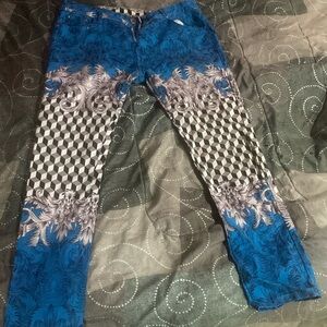 Blue,black and white skinny jeans pants mens